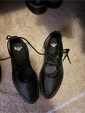 Dr. Martens Black Lace-Up Mary Jane Shoes Elphie II